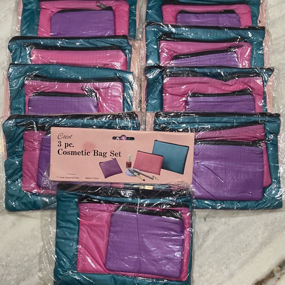 Cosmetic makeup bags Vintage Crest 3 piece makeup bag- 9 packs total